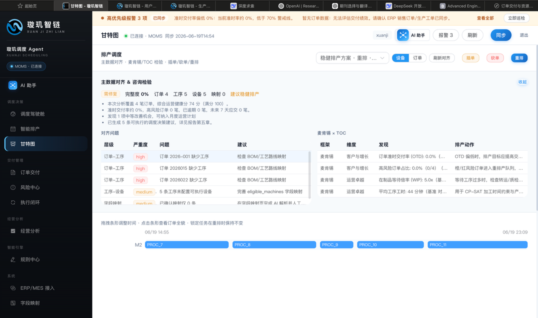 甘特图排产驾驶舱
