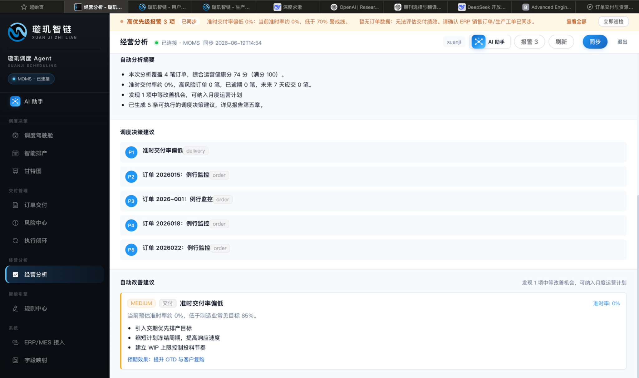 经营分析界面